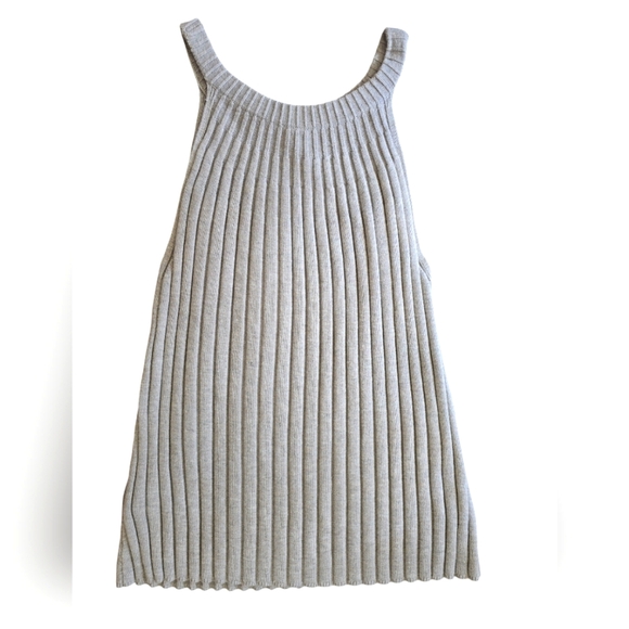 Anthropologie Knitted Wide Ribbed Rayon/cotton/linen blend Gray Halter tank top - Picture 2 of 5